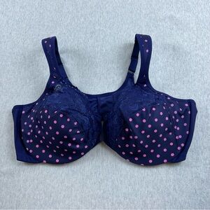 Glamorise Women’s Wonder Wire Bra Front Closure Size: 48 C Wide Straps Lace Trim